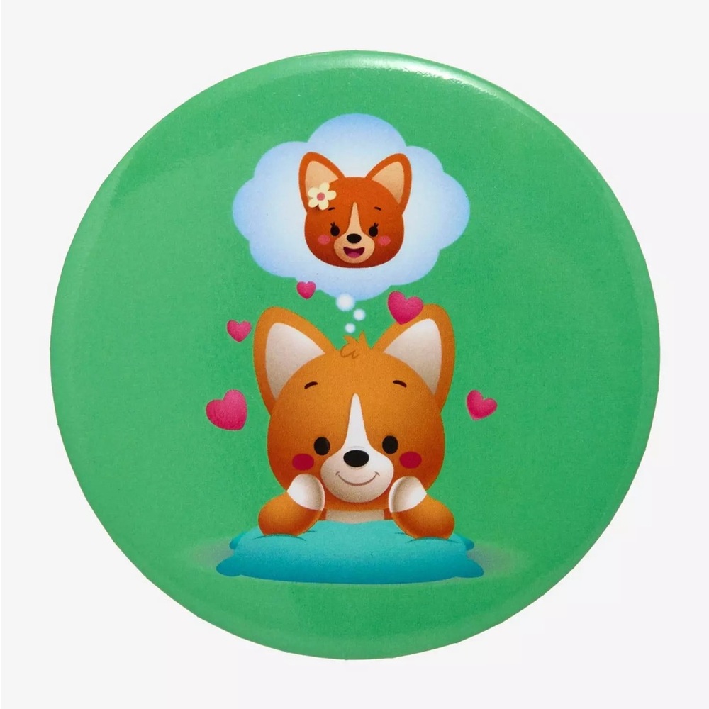 🔥10/$15 Chibi Corgi Crush Button Pin 3 inches